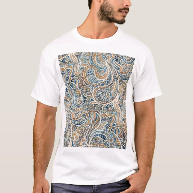 Multicolor Paisley Hand-Drawn Print T-Shirt (Front)
