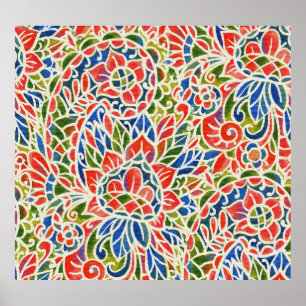 Multicolor Paisley Print Batik Pattern