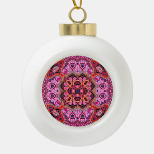 Multicolor paisley, scarf print design ceramic ball christmas ornament
