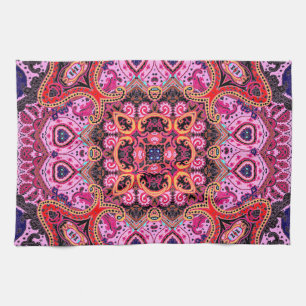 Multicolor paisley, scarf print design tea towel