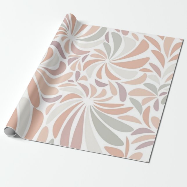 Multicolor Pastel Abstract Floral Botanical Wrapping Paper (Unrolled)