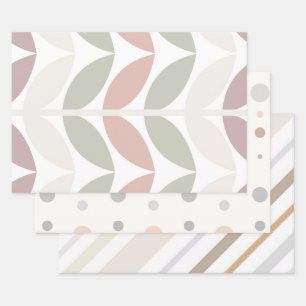 Multicolor Pastel Abstract Polka Dot Stripe Wrapping Paper Sheet