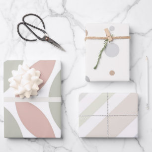 Multicolor Pastel Abstract Polka Dot Stripe  Wrapping Paper Sheet