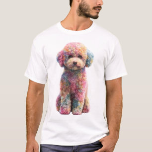 Multicolor Pastel Curly Poodle Illustration Men T-Shirt