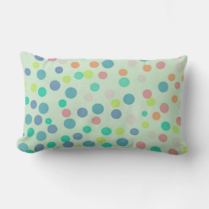 Multicolor pastel dots on pastel green lumbar cushion