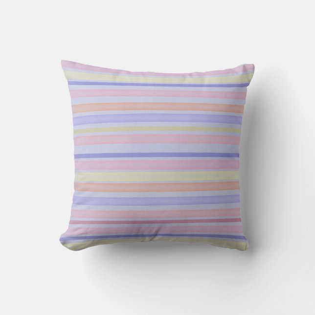 Multicolor pastel stripes cushion (Front)