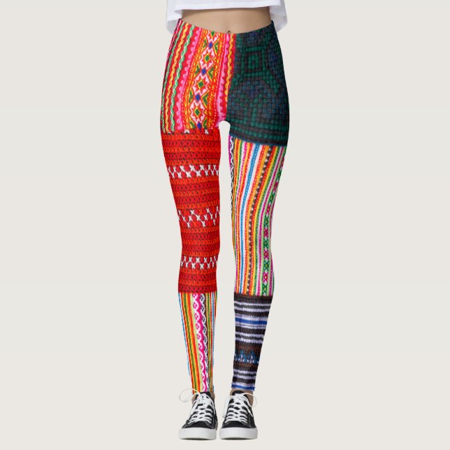 Multicolor Patchwork: Asian Style Quilt. Leggings (Front)