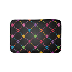 Multicolor pattern with skulls bath mat