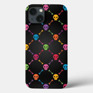 Multicolor pattern with skulls iPhone 13 case