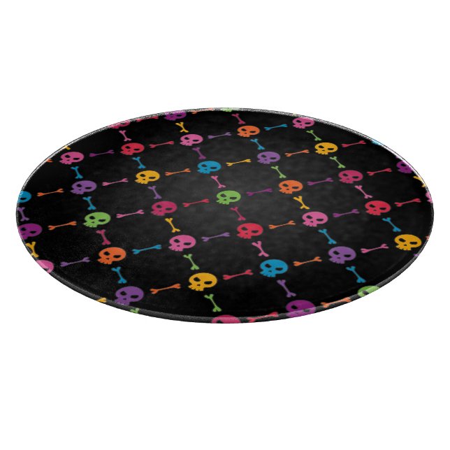 Multicolor pattern with skulls cutting board (Corner)