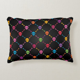 Multicolor pattern with skulls decorative cushion