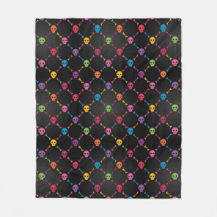 Multicolor pattern with skulls fleece blanket