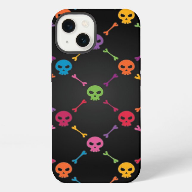 Multicolor pattern with skulls iPhone case (Back)
