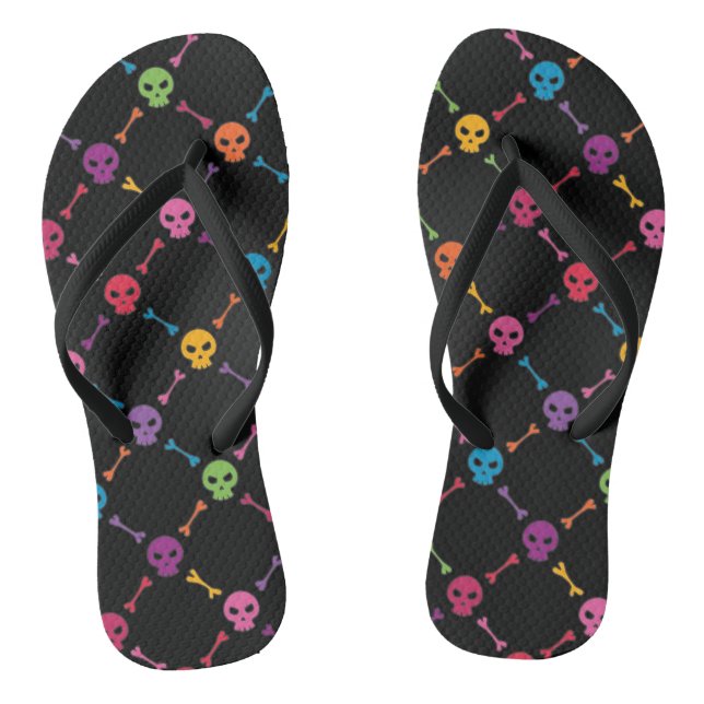 Multicolor pattern with skulls jandals (Footbed)
