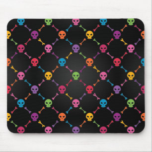 Multicolor pattern with skulls mouse pad