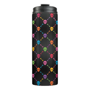 Multicolor pattern with skulls thermal tumbler