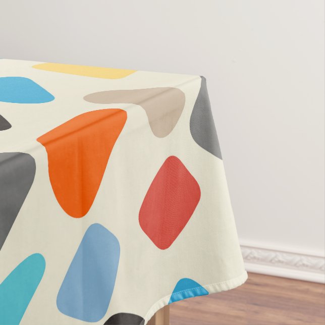 Multicolor Pebbles in White Background Tablecloth (In Situ)
