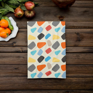 Multicolor Pebbles in White Background Tea Towel