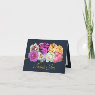 Multicolor Peonies Botanical Elegant Thank You Card
