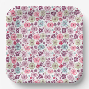 multicolor pestel floral paper plate