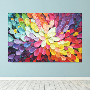 Multicolor Petal Burst Textured Abstract Wall Art