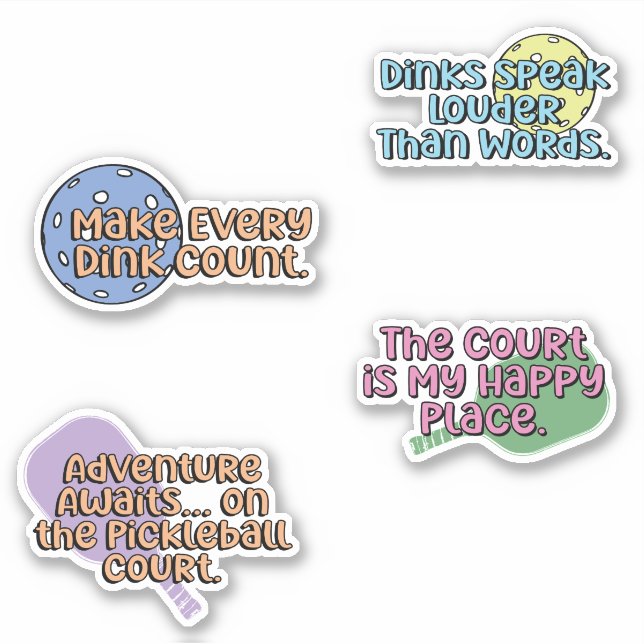 Multicolor Pickleball Player Sticker Pack (Front)