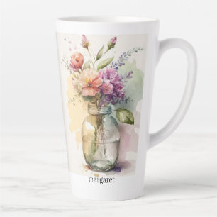 Multicolor Pink Purple White Flowers #9 Latte Mug