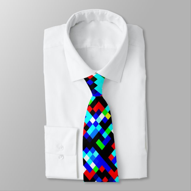 Multicolor Pixel Pattern Tie (Tied)