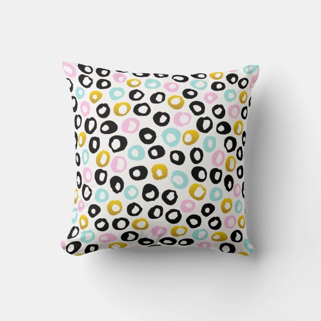 Multicolor Polka Dot Throw Pillow Cover (Front)