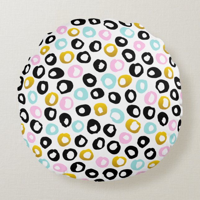 Multicolor Polka Dot Throw Pillow Cover (Front)