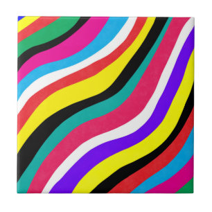 Multicolor Psychedelic Wavy Stripes Tile