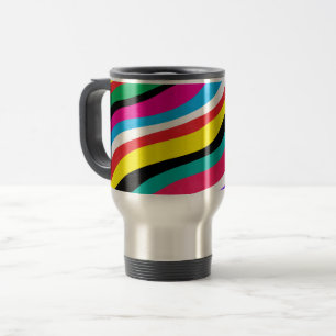 Multicolor Psychedelic Wavy Stripes Travel Mug
