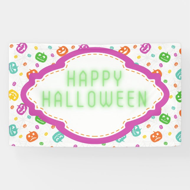 Multicolor Pumpkins Halloween Pattern Banner (Horizontal)