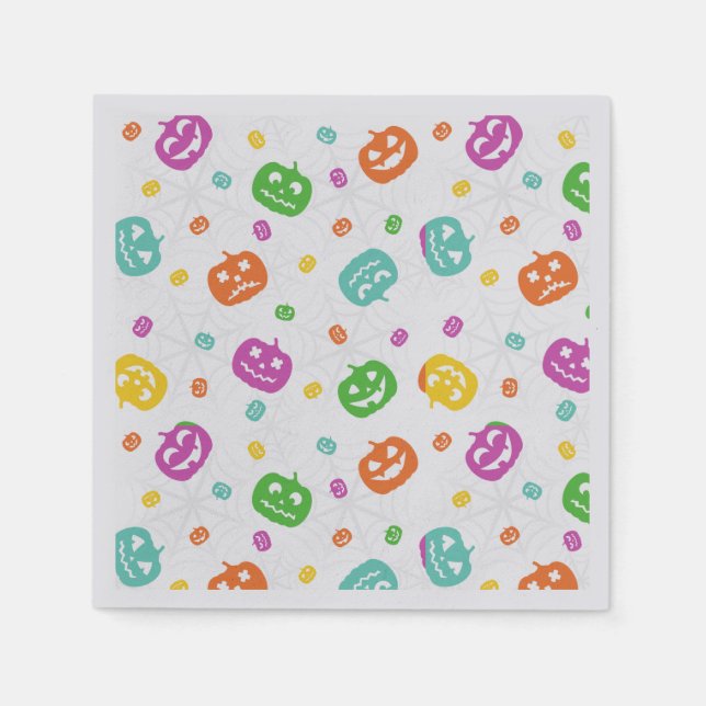Multicolor Pumpkins Halloween Pattern Napkin (Front)