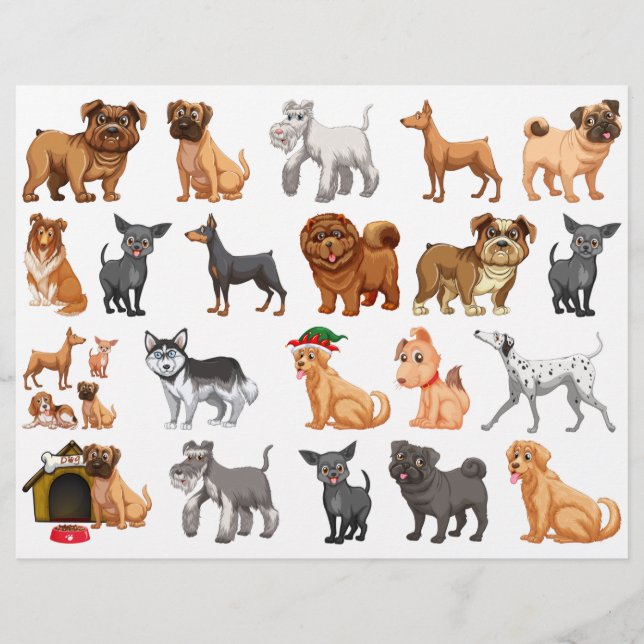 Multicolor Puppy Dogs Scrapbook Paper  (Front)