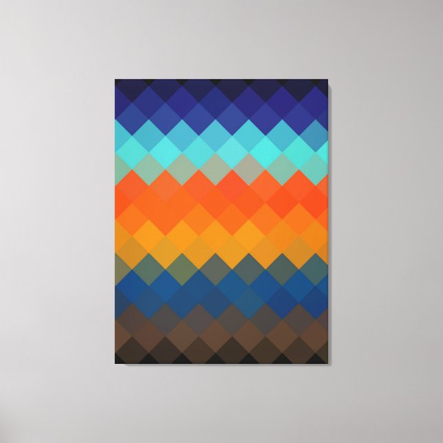 Multicolor Retro Diamond Seamless Pattern 2 Canvas Print (Front)