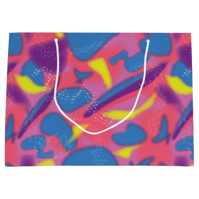 Multicolor Retro Neon Large Gift Bag (Front)