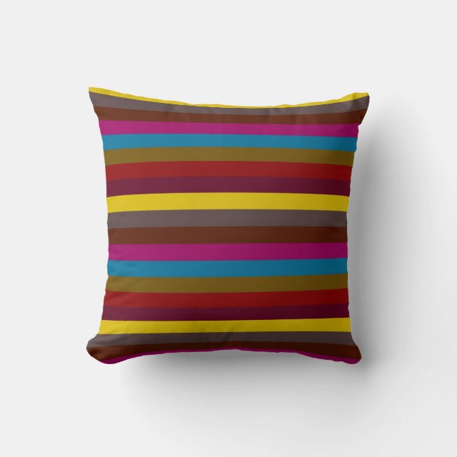 Multicolor Retro Stripes Pattern Cushion (Front)