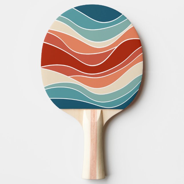 Multicolor retro style waves ping pong paddle (Front)
