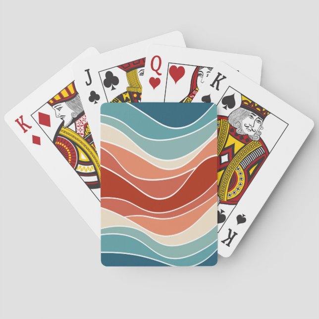 Multicolor retro style waves playing cards (Back)