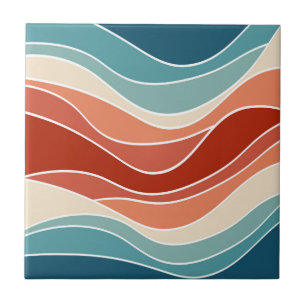 Multicolor retro style waves tile