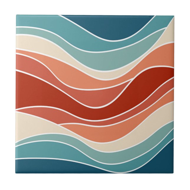Multicolor retro style waves tile (Front)