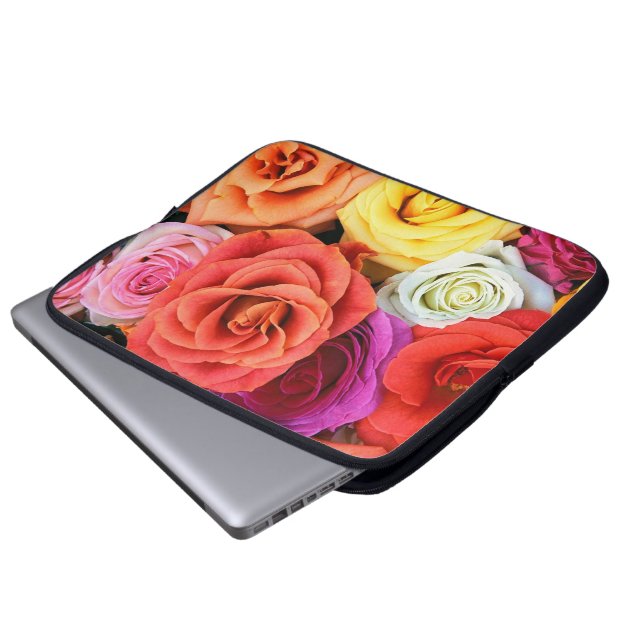 Multicolor Roses Illustration Design Laptop Sleeve (Front Bottom)