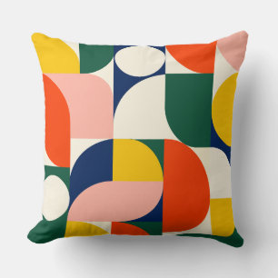 Multicolor Rounded Geometric Composition Cushion