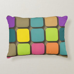 Multicolor Rounded Square Geometric Modern Decorative Cushion
