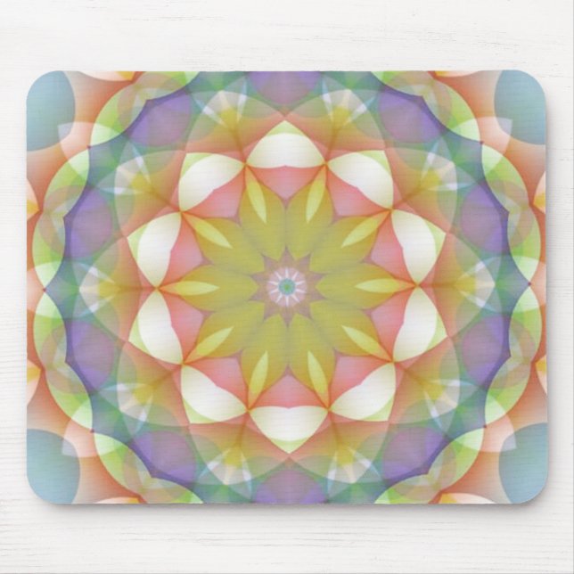 Multicolor Scalloped Flower Kaleidoscope Mouse Pad (Front)