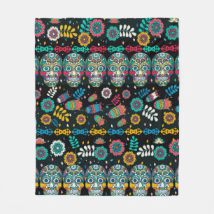 Multicolor seamless pattern. Boho style decorated Fleece Blanket