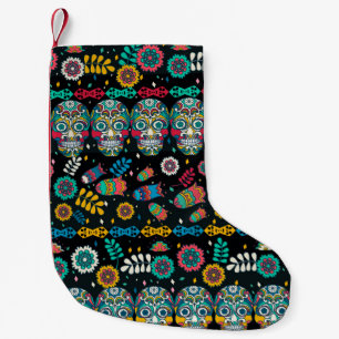 Multicolor seamless pattern. Boho style decorated  Small Christmas Stocking
