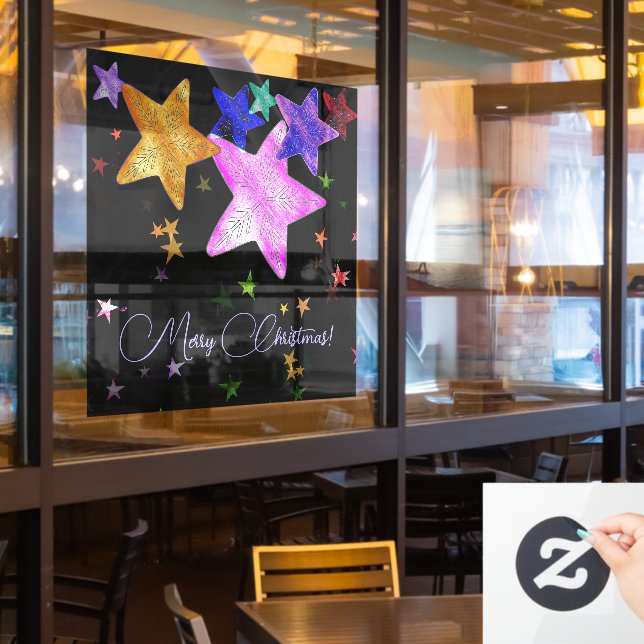 Multicolor shining stars- Merry Christmas! (Restaurant Window)