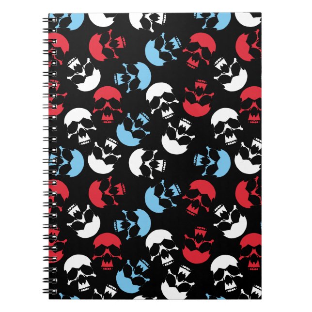 Multicolor Skull Pattern Notebook (Front)